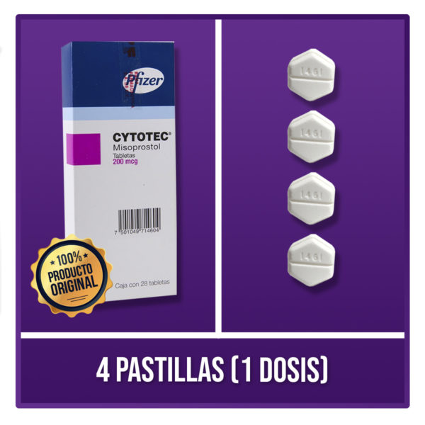 Dosis de 4 pastillas Cytotec (empaque)